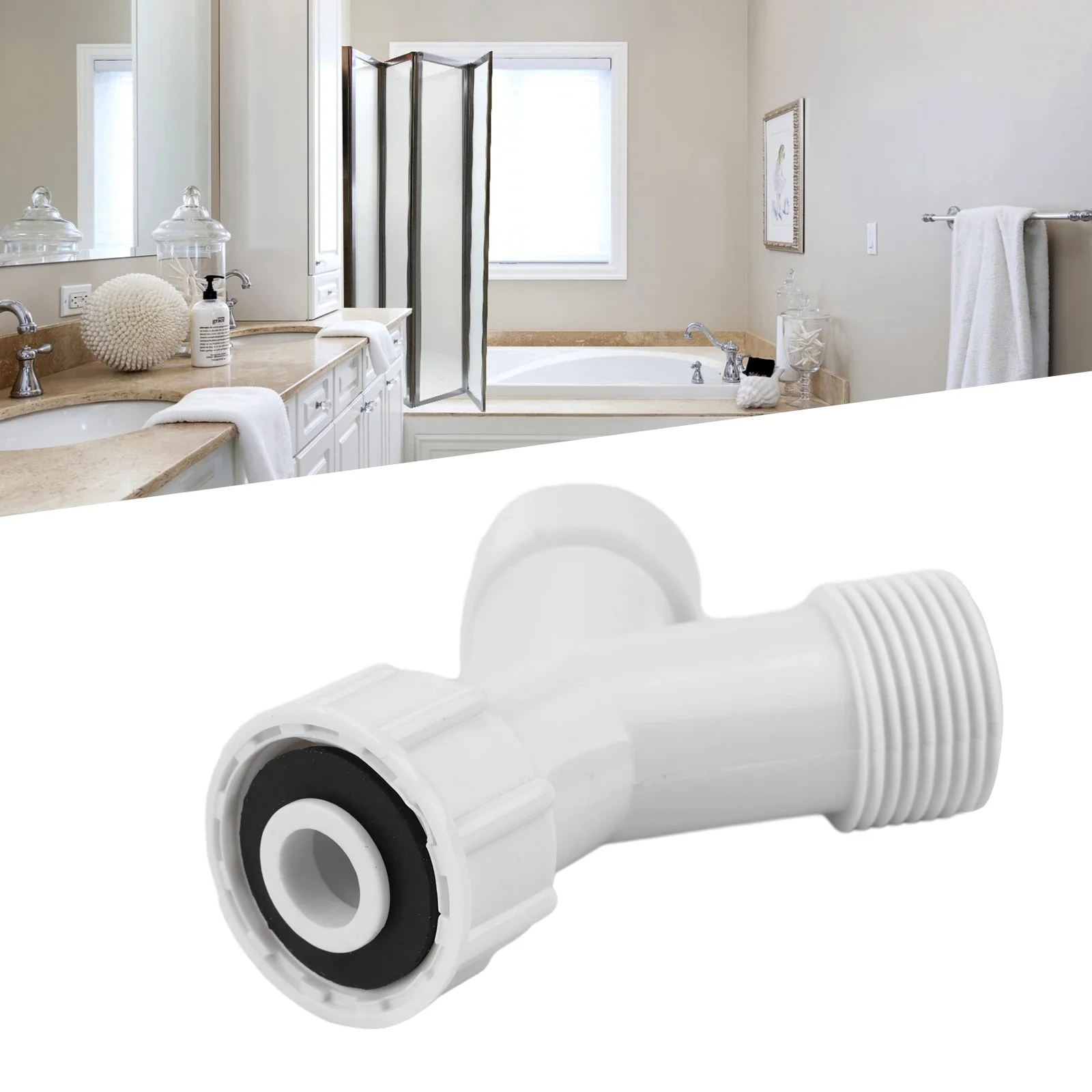 Dishwasher Washing Machine Y Tee Connector Adapter Double Inlet Junction Split With Rubber Seal For Cold Water
