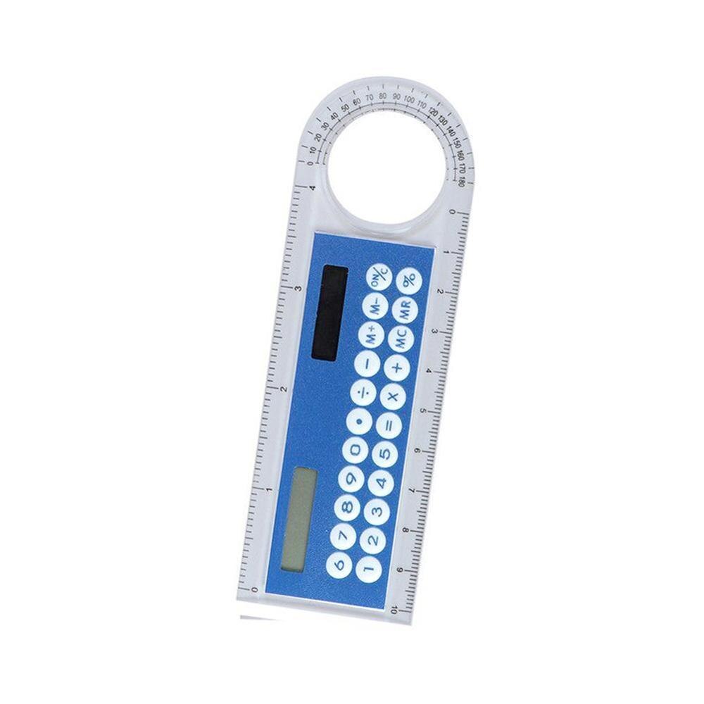 Calculador multifuncional Solar Mini calculadora con lupa 10cm Ultra-delgada gobernante de la Oficina de la escuela suministros 5 colores: J