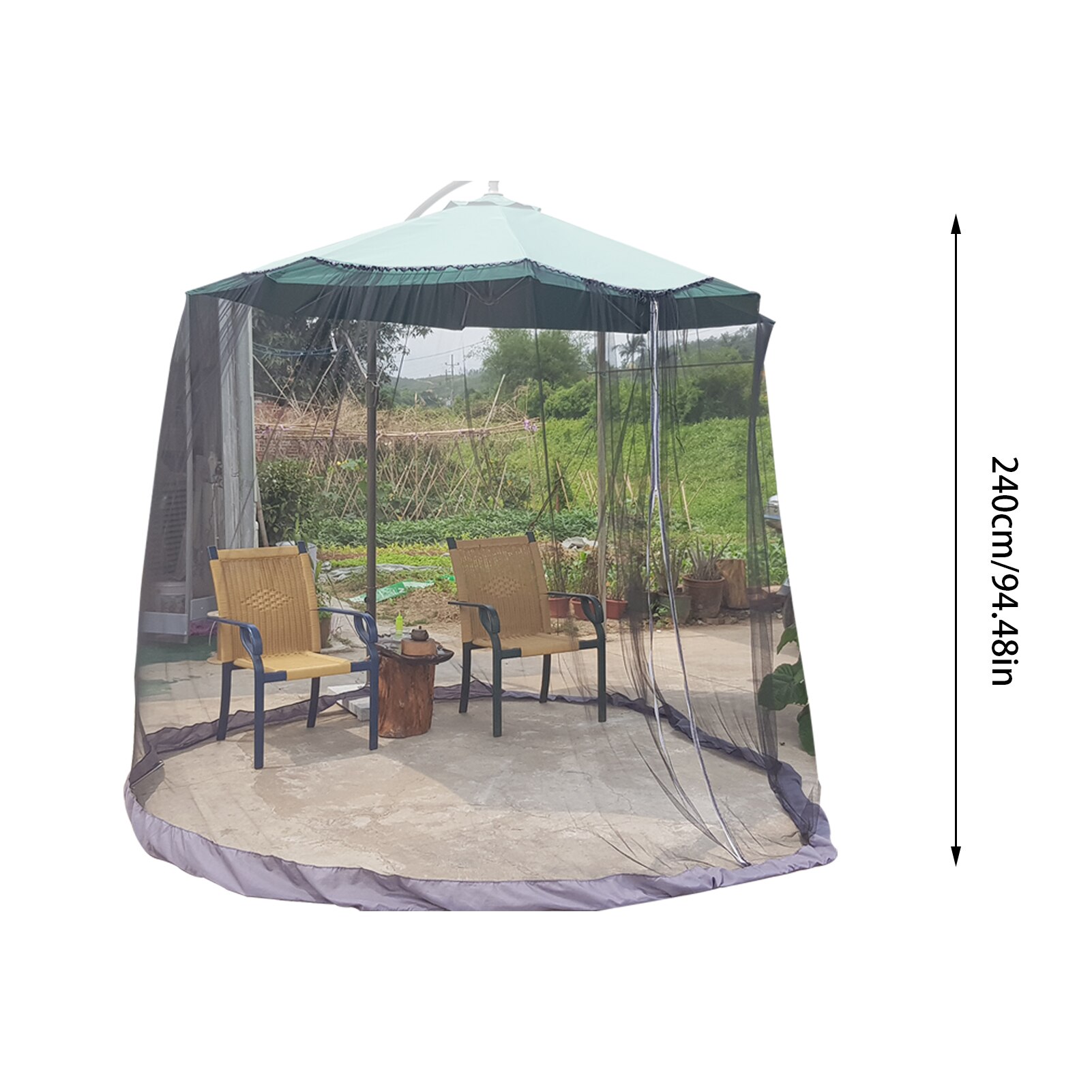 Garden Awning Mosquito Net Terrace Umbrella Mosquito Net Patio Table Umbrella Net Double-door Umbrella Tent Awning Net: black