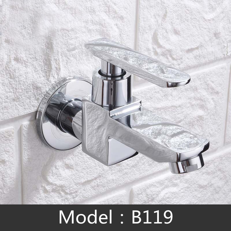 Grifos fríos individuales para baño y hogar, llave de baño de latón para montaje en pared, grifo decorativo para jardín al aire libre, negro, apertura rápida, wc: B119