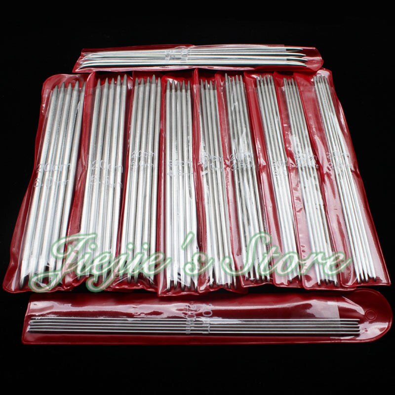 55 pcs 11 maten 7.9 "20 cm Dubbele Wees Glad Roestvrij Breinaalden Set Maat 2.0 -6.5mm Individuele Pakket