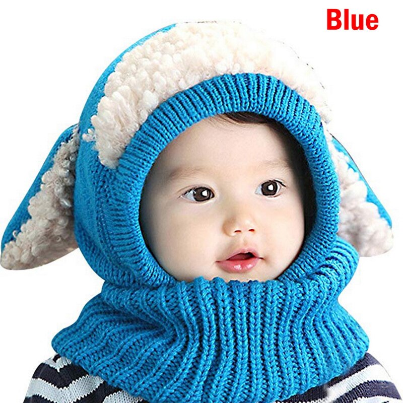 Winter Kid Kleuren Hoeden Meisjes Jongens Kinderen Warm Caps Sjaal Set Baby Meisjes Bonnet Enfant Cartton Leuke Kaki Roze Hoed: Blue