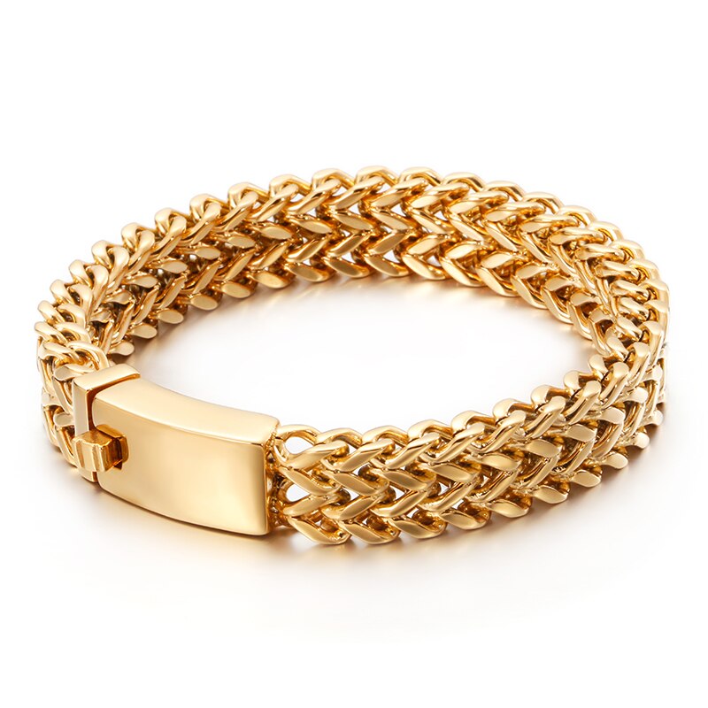 Fongten Mesh Link Chain Armband Mannen Punk Vintage Metalen Roestvrij Staal Mens Wrist Band Charme Brede Armbanden Sieraden