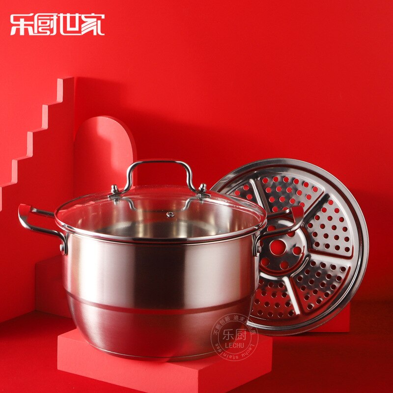 Stainless Steel Food Steamer Rice Noodle Pot Microwave Rice Roll Fish Alunium Steaming Pots Voedsel Stomer Cookware BY50ZG