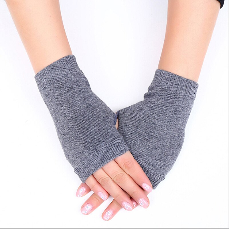Winter Gloves Female Fingerless Gloves Without Fingers Women Cashmere Warm Winter Gloves Hand Wrist Warmer Mittens: Gray