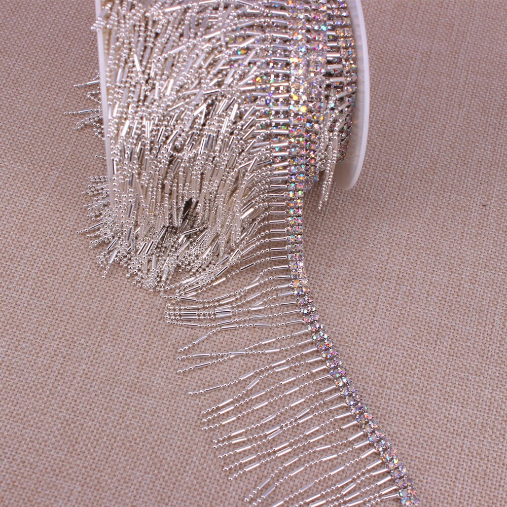 fantasia Oro Rosa di Modo di Cristallo Catena Della Tazza del strass Guarnizioni Abito Da Sposa Decorazione per Abiti Da Sposa Abbigliamento applique ordinare: argento AB 13