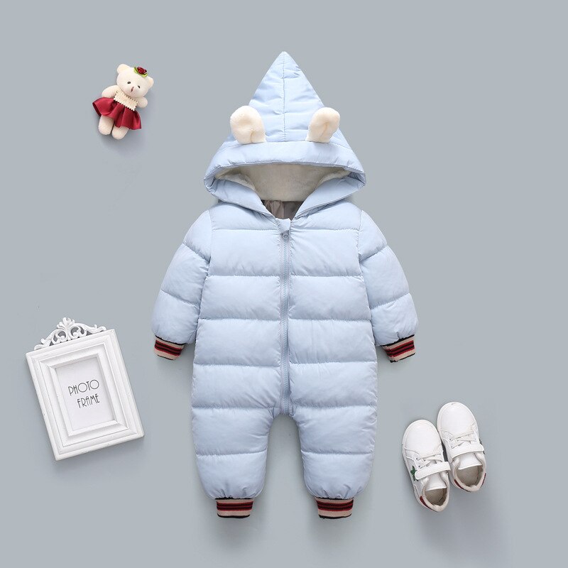 Baby Jongen En Meisje Kleding Warm Winter Down Jas Een Stuk Hooded Down Katoen Een Stuk Romper Kruipen pak Baby Een Stuk