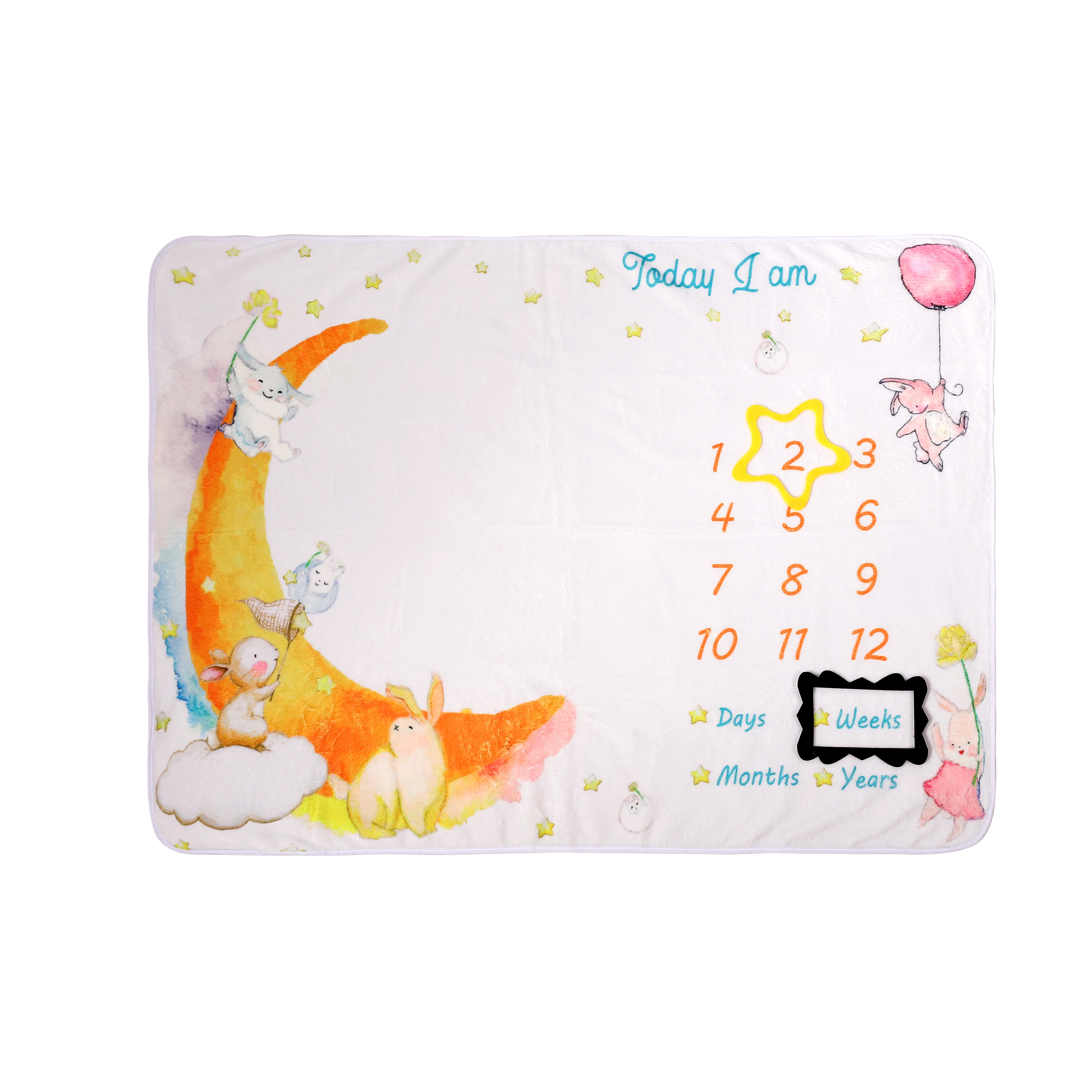 120*100Cm/Maan Patroon Baby Milestone Deken Flanel Foto Deken Cover Deken Baby Groei Memorial Fotografie Deken: FLR-044-M