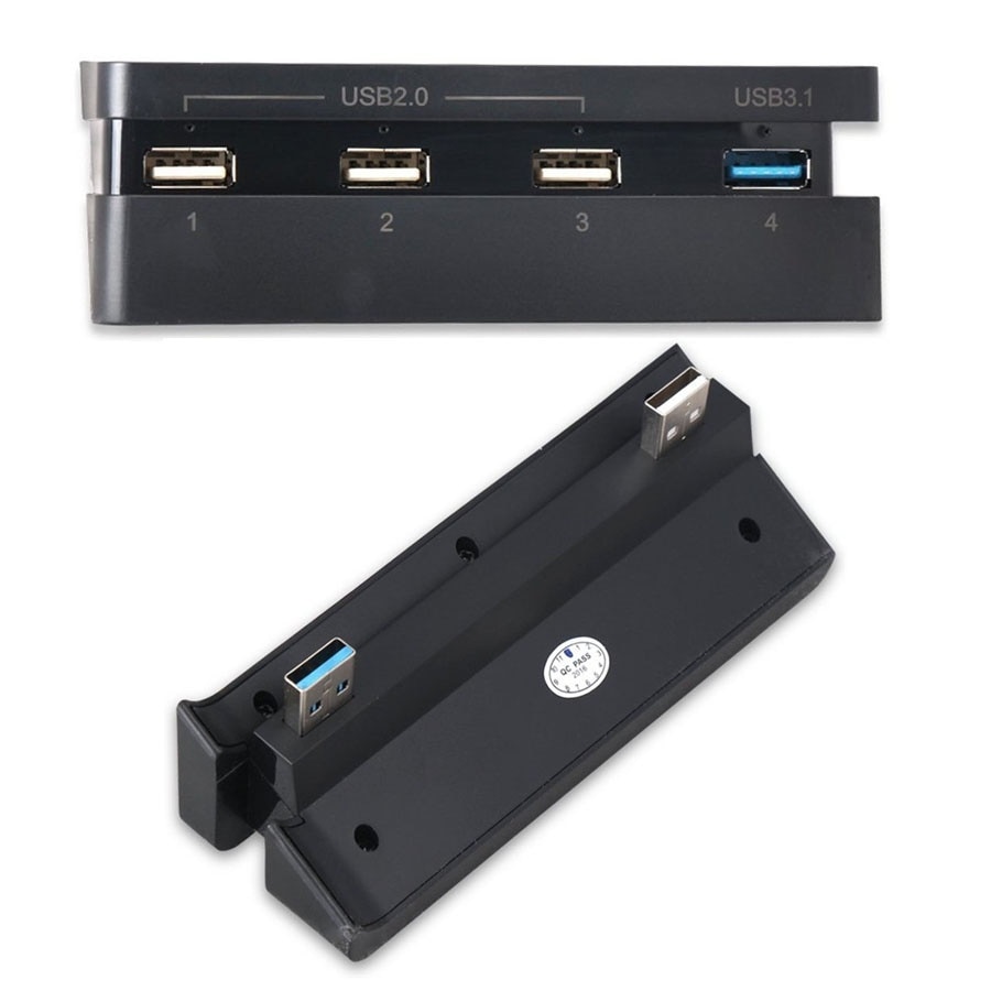 Turbo Kühler &Ampere; USB Hub Combo Bausatz für PS4 schlank - Auto Temperatur Gesteuert Lüfter und USB2.0/3,0 Erweiterung Adapter Ladegerät