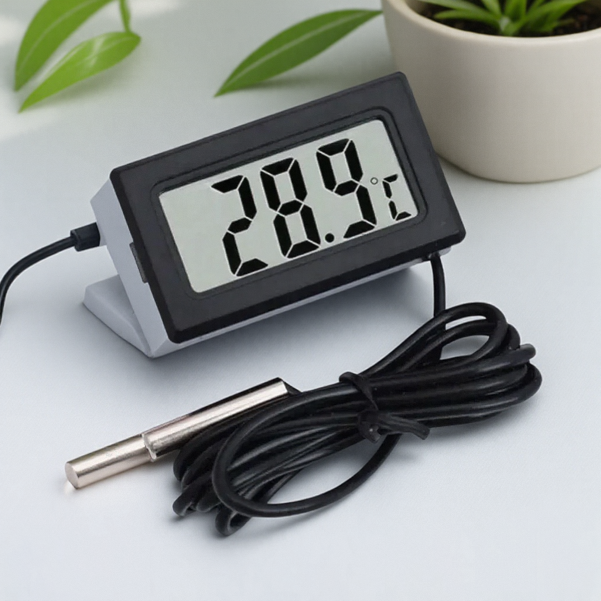 Termómetro Digital electrónico integrado, medidor de temperatura electrónico Digital para refrigerador, medidor de temperatura del agua con sonda: Azul