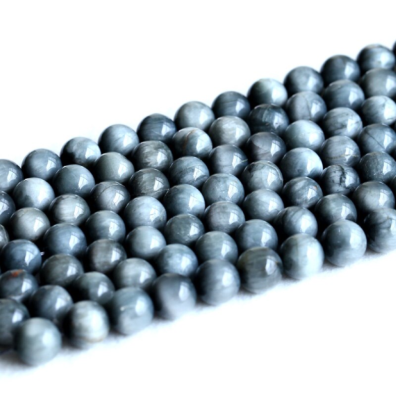 Natural Genuine Gray Falcon's Eye Eagle Eye Stone Semi-precious stones Round Loose Beads 12mm 15" 05206
