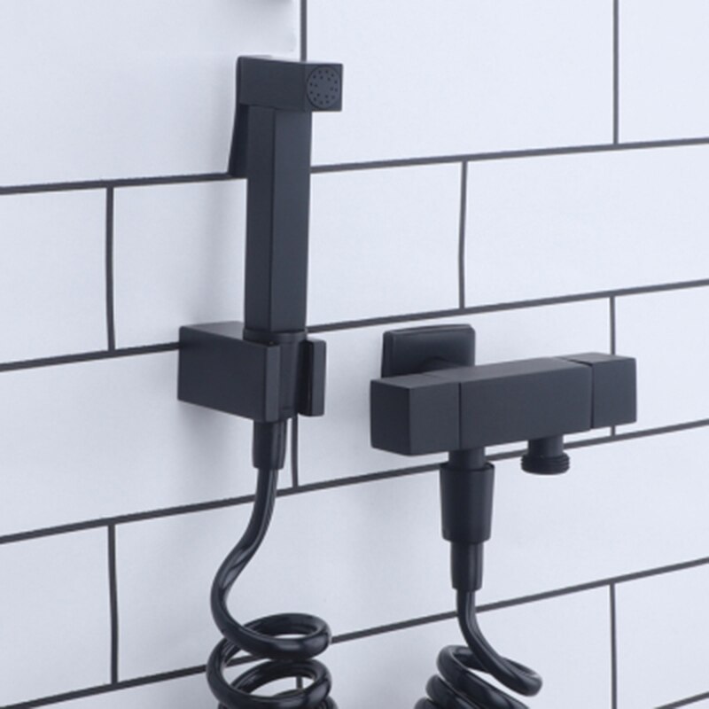Bidet Mixer Faucets Black Brass Single Cold Toilet Corner Valve Handheld Sprayer Hygienic Shower Head Wash Car Pet Airbrush Taps