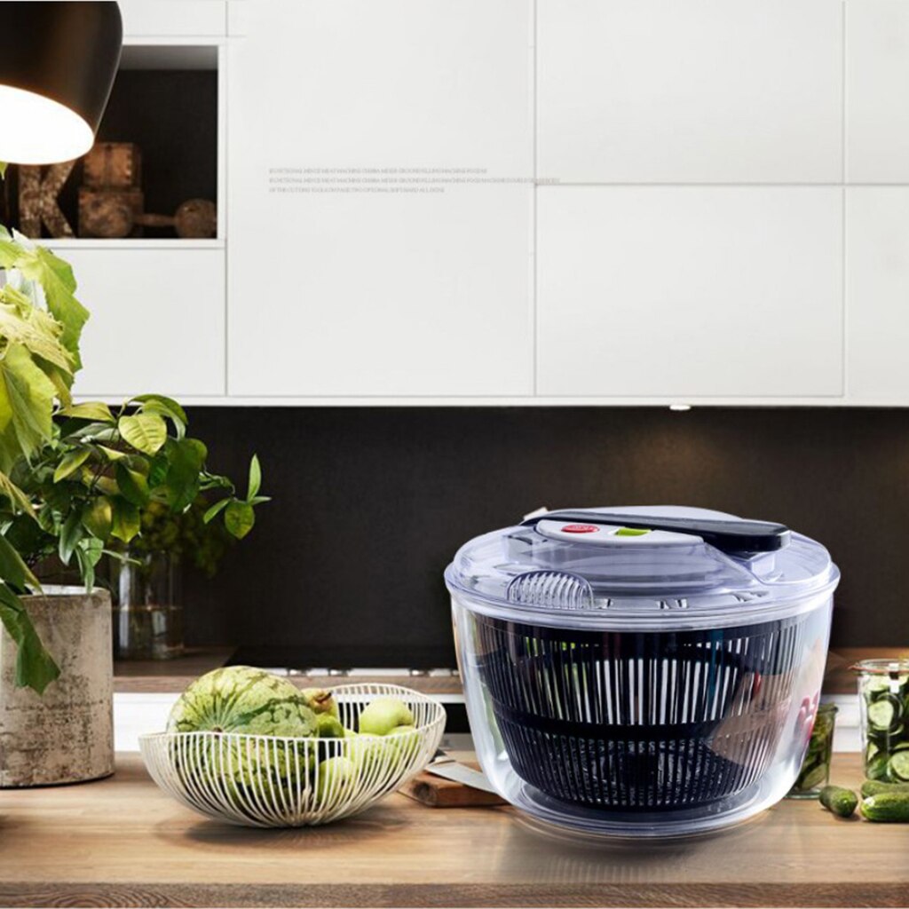 5L Salade Spinner Met Clear Serveerschaal Anti-Wobble Tech Groente Of Sla Droger Voor Thuis Keuken