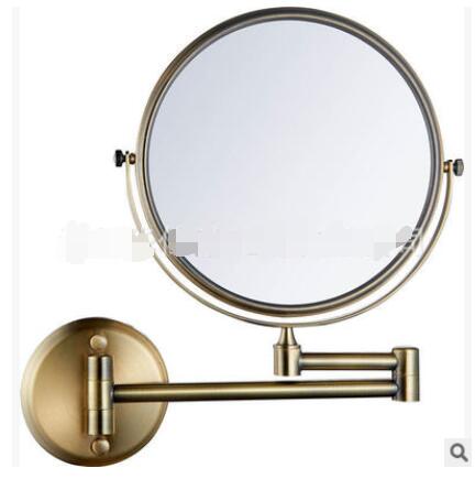 Espejos de baño de 8 pulgadas, espejo redondo de 2 caras con aumento de 3 aumentos, espejo de maquillaje plegable de latón y bronce para pared, 6 colores: vintage