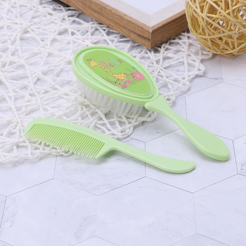 1 Juego de cepillos para bebé, artículos para lactante, lavado de cabello, cerdas suaves, punta redonda, seguro, masaje de cabeza