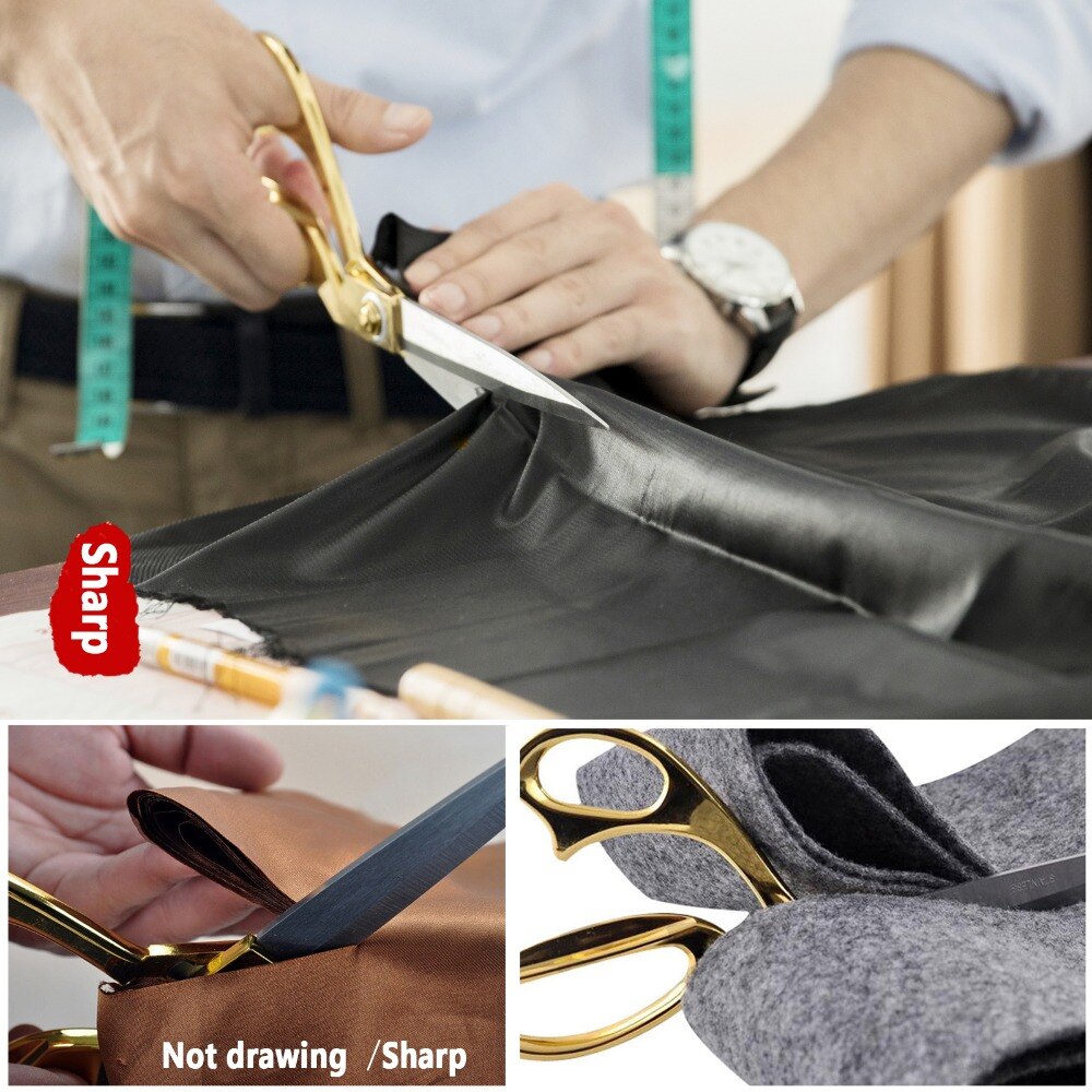 Ciseaux de coupe en cuir | Ciseaux de haute quilité en acier inoxydable pour la coupe en tissu, ciseaux à lame tranchante en or accessoire