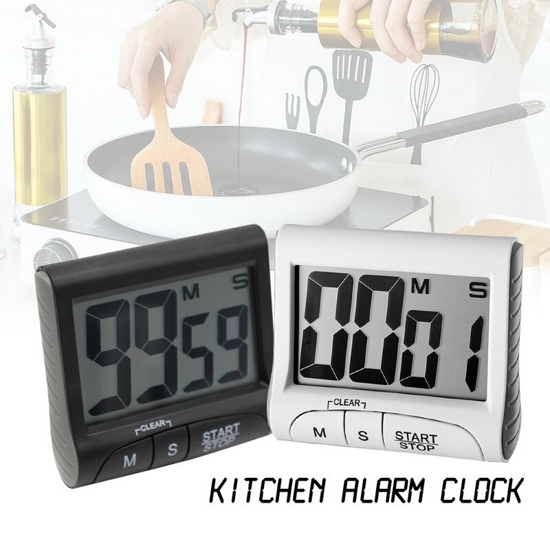 LCD Digital Display Timer Multifunctional Portable Kitchen Timer With Alarm Clock & Countdown Memory Function Cooking Timer