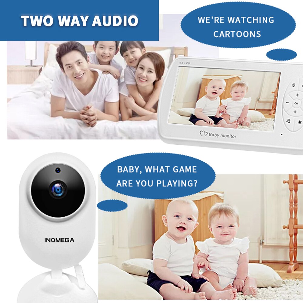 Baby Monitor with 4.3 Inches LCD Baby Monitor Infrared Night Vision Wireless Video Baby Sleeping Monitor Temperature Monitoring