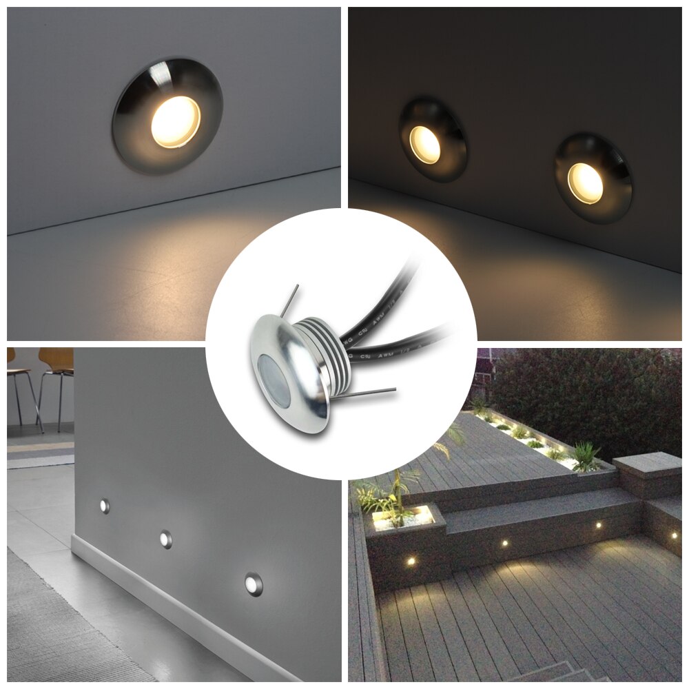 12V LED Deck Lights IP67 Waterproof Garden Underground light 1W Recessed Led Deck Lighting Stairs Terrace Deck Post Light