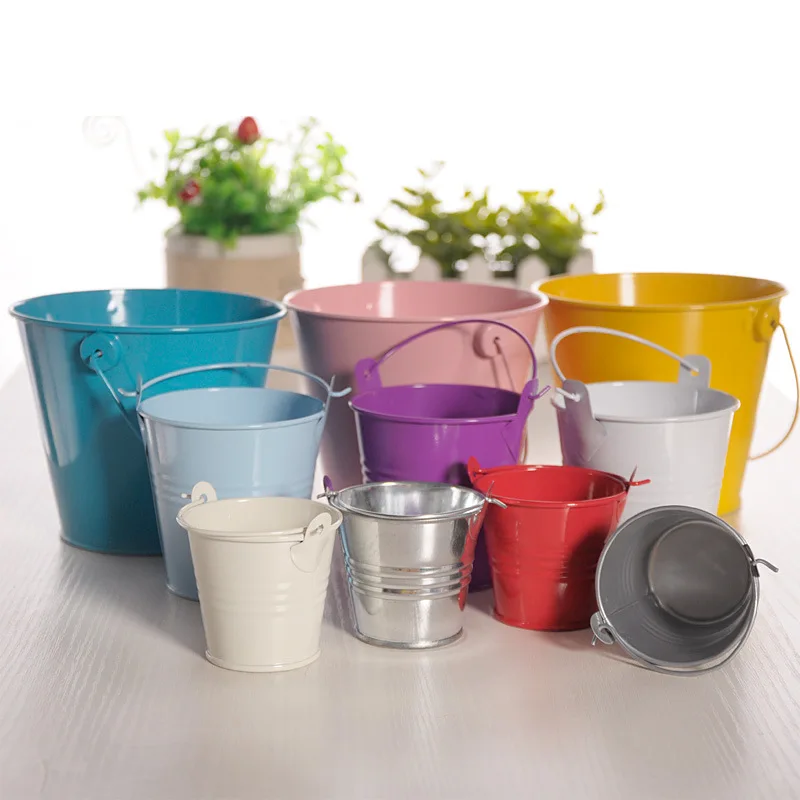 Hängande blomkruka i järn, metall, planteringshink, blomkruka, tunna, balkong, mini, förvaringskorg, heminredning, prydnadsföremål