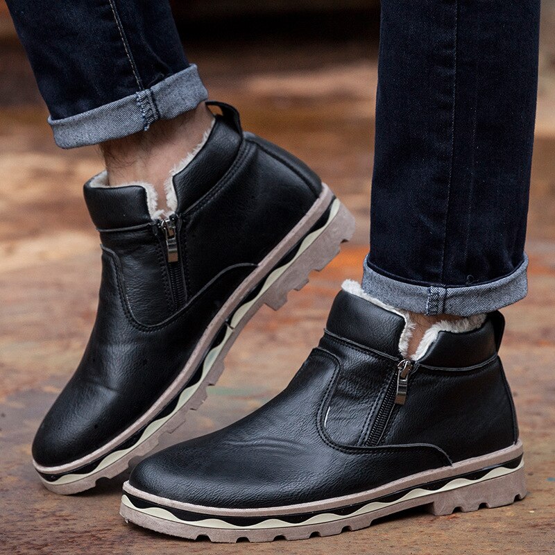 Bottines de neige en peluche pour hommes, en fourrure en coton, bottes de neige antidérapantes, tendance, décontracté, tendance, collection chaussures plates: Black / 41