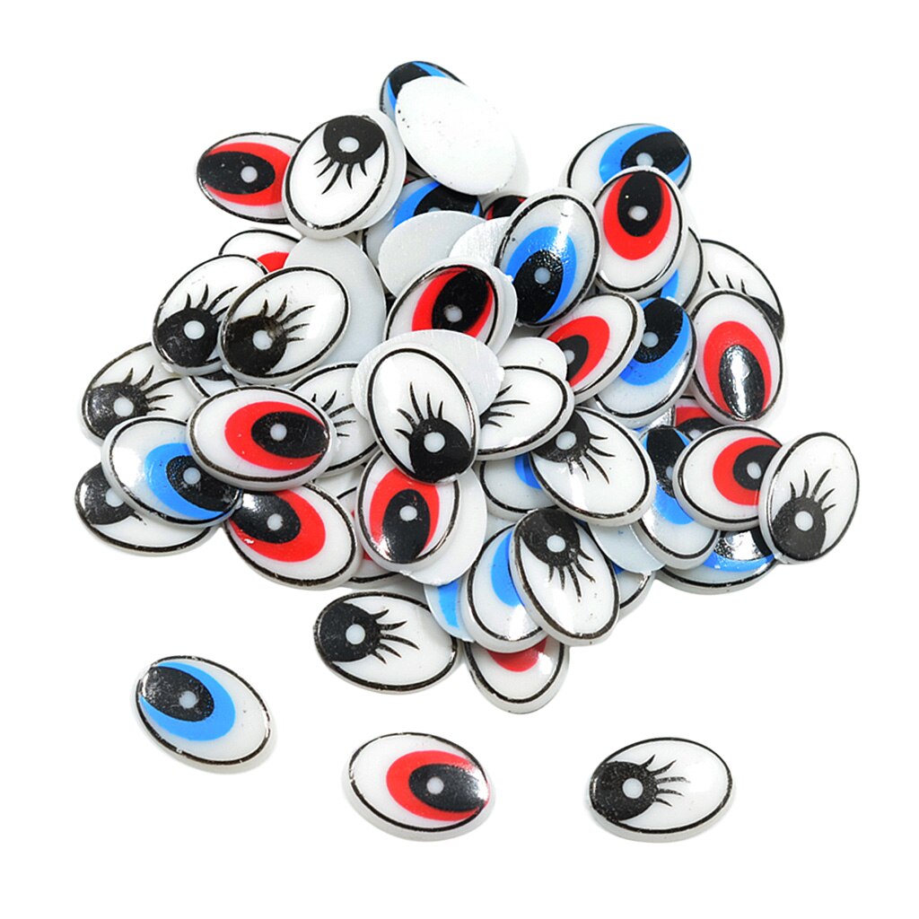 Ojos planos ovalados, Ojos de seguridad de plástico, adhesivo, ojos móviles, arte artesanal, 60 uds.