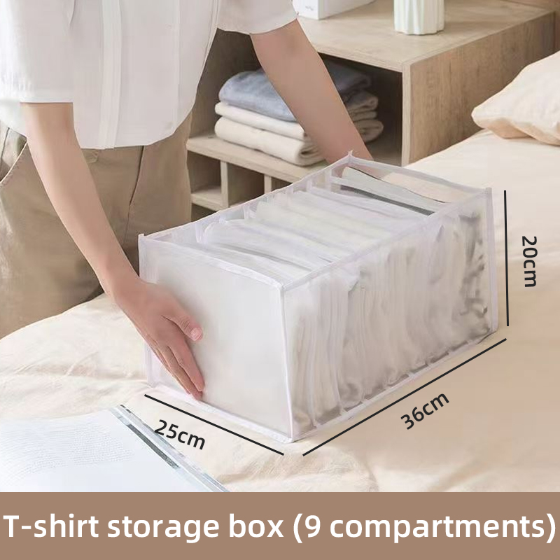 Jeans Organization Storage Box Closet Organizer For Underwear Clothing System Socks Pants Drawer Organizers Cabinet: DEEP BLUE