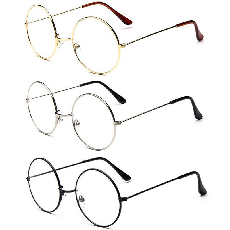 Vrouwen/Mannen Retro Grote Ronde Glazen Transparante Metalen Brilmontuur Eyewear Accessoires Bril Brillen 3 Kleuren