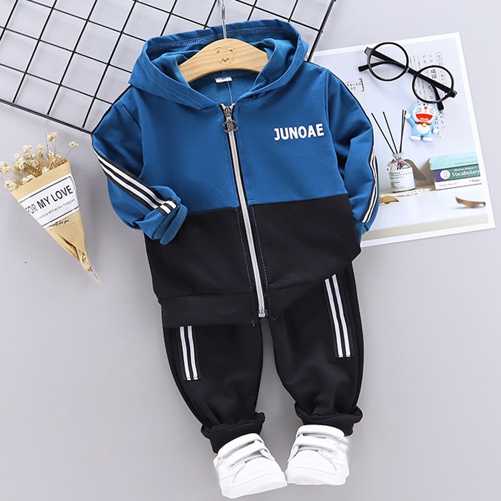 Children Toddler Boy Children kids baby clothes set Hooded Letter Long Sleeve cute Tops Pants Outfits Set Tracksuit