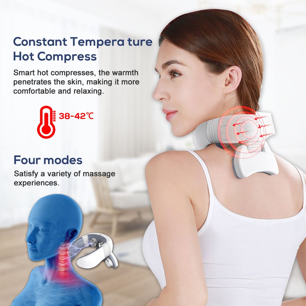 4 Heads Magnetische Puls Trillingen Neck Massager Voor Pijnbestrijding Gezondheidszorg Ontspannen Deep Tissue Cervicale Massage Afstandsbediening