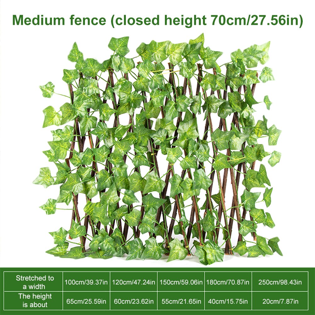 Retractable Artificial Garden Fence Expandable Faux Ivy Privacy Fence Wood Vines Climbing Frame Gardening Plant Home Decorations