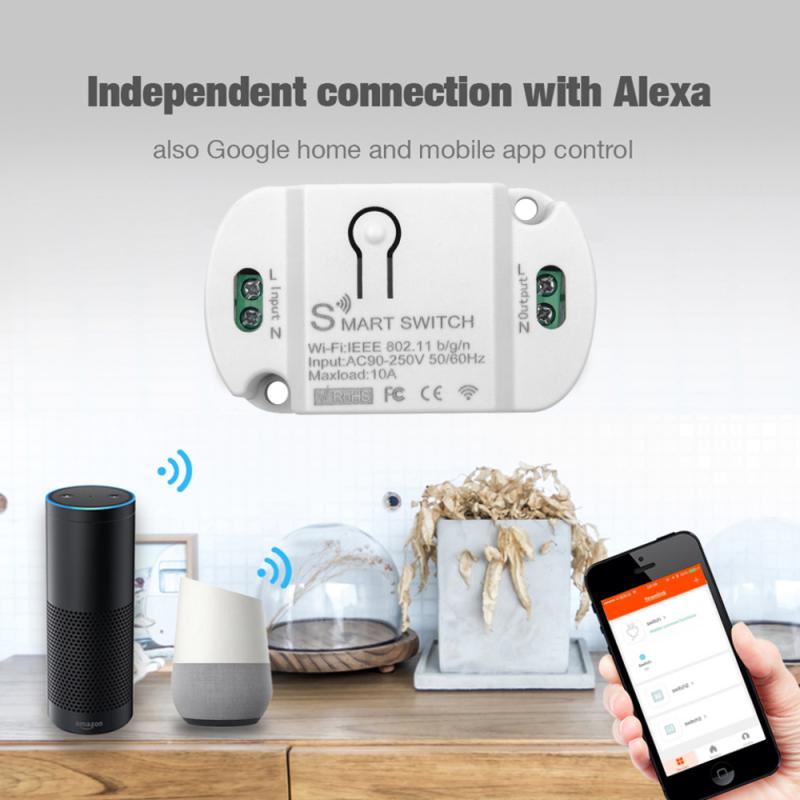 DIY Tuya APP 10A Wifi Smart Switch Timer Wireless Smart Switch Home Remote Voice Control Compatible With Alexa Google Home