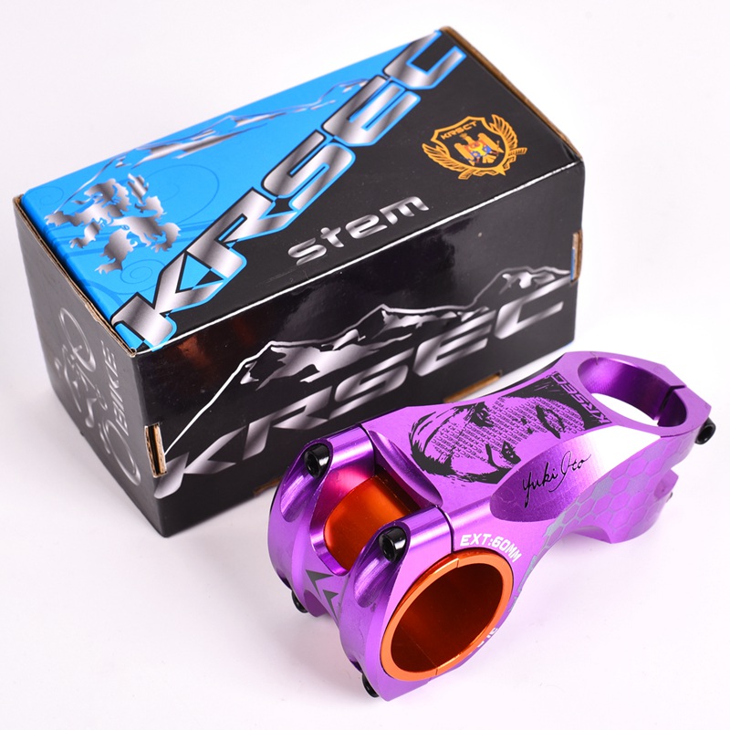 Aluminium Legering Fiets Stuurpen Zwart Rood Racing Cyclus 35mm/31.8mm CNC Stuurpen MTB Mountain Road Stuur stengels Fietsonderdelen: Purple beauty