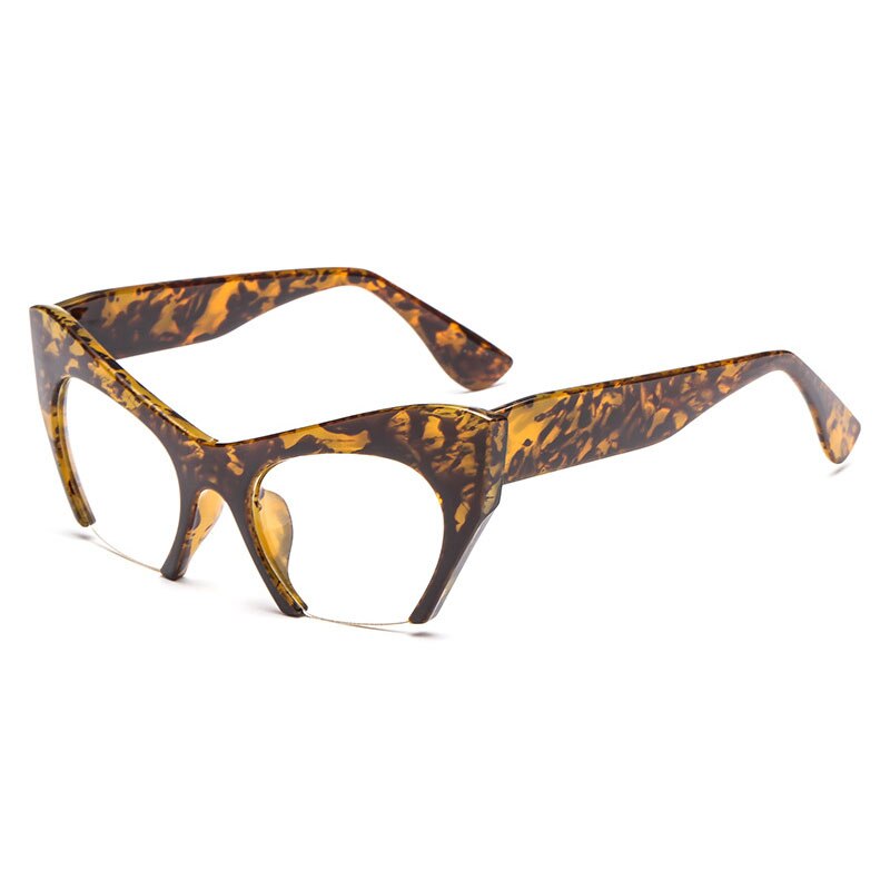 Shauna Retro Vrouwen Half Frame Cat Eye Brilmonturen Mode Optische Frame: Amber