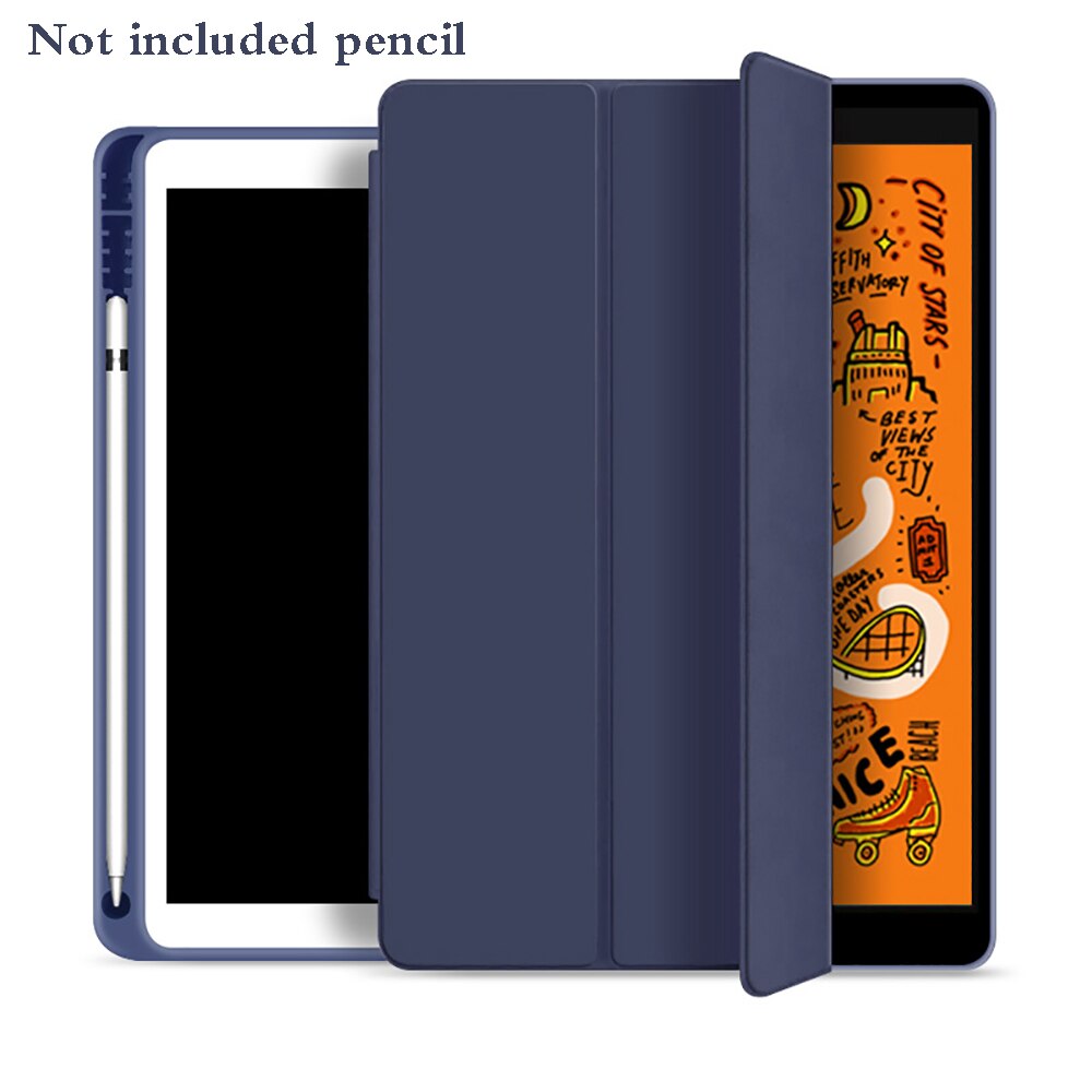 With Pencil Holder Case For iPad 10.2 inch Smart Case PU Leather Protective Shell Auto Sleep / Wake Cover For Model A2197: Navy Blue