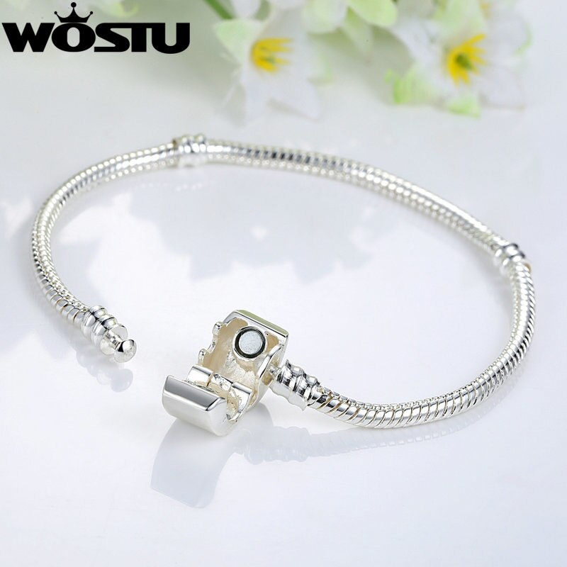 WOSTU Zilveren Snake Ketting Magneet Sluiting Europese Charm Bead Fit WST Armband Sieraden Voor Vrouwen Mannen ZBB9010