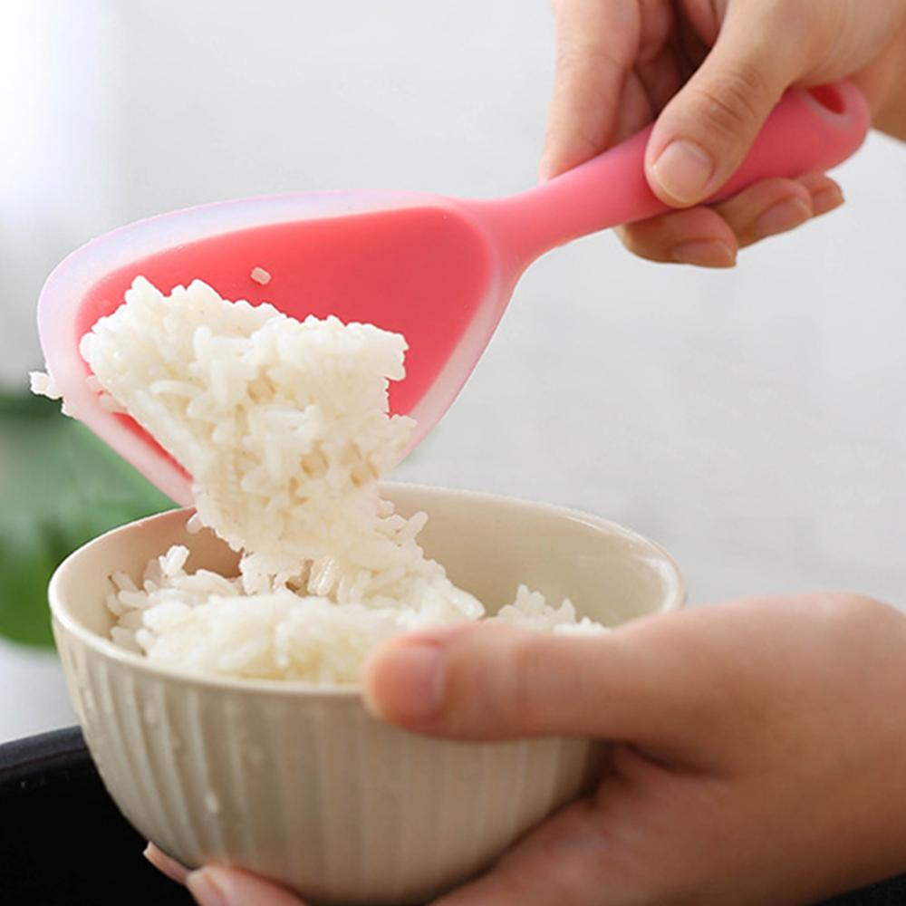 1PC Kitchen Tool Rice Server Rice Spoon No-stick Silicone Rice Shovel Spoon Cooking Scoop Baking Tool Kitchen
