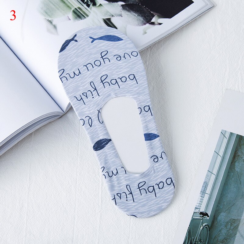 DIY Print Anti-skid Socks Silk Invisible Cats Flamingo Sock Printed in Boat Non Slip Short Socks Female Cartoon No Show Low Sock: 3
