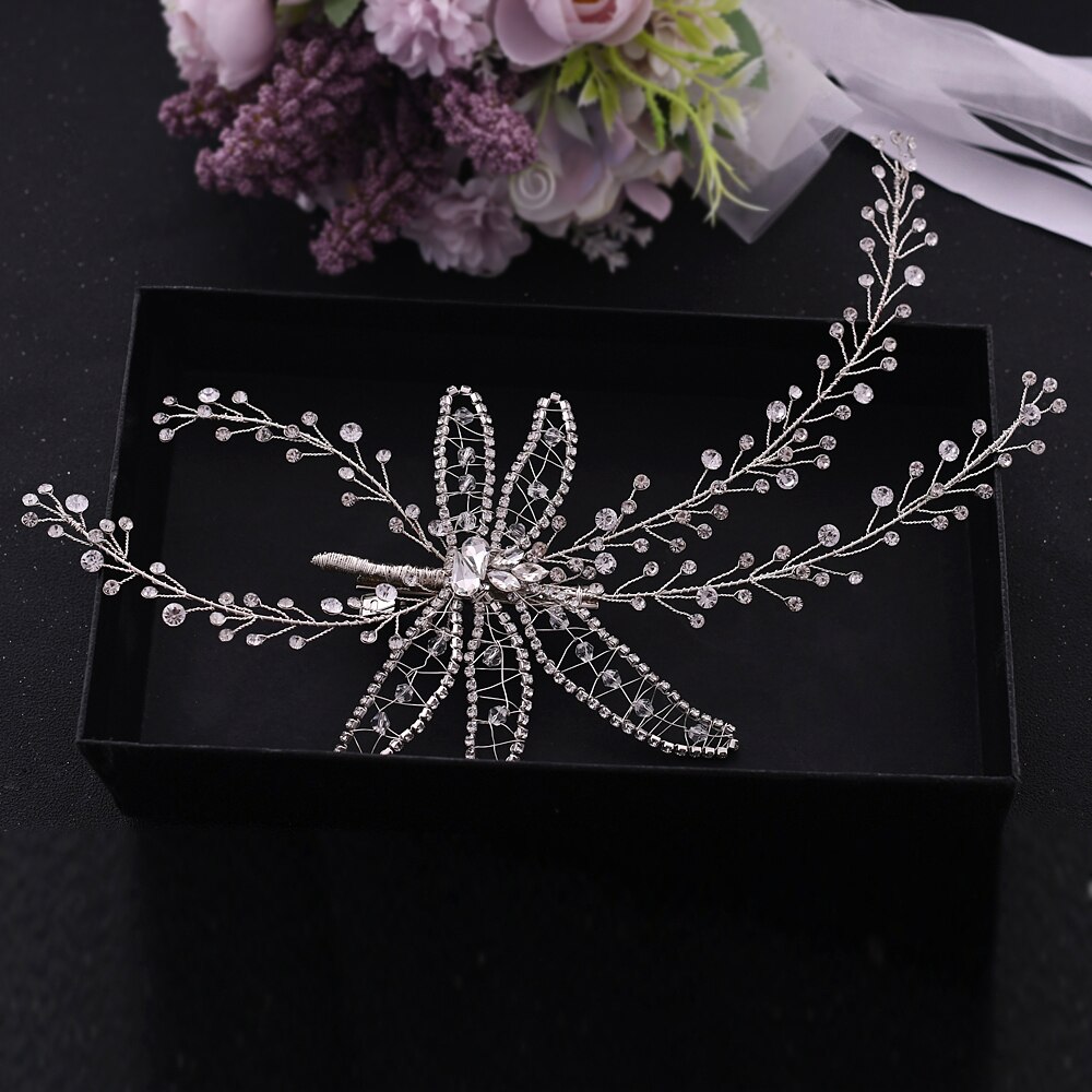 Trixy  h281- 's prachtige bruidshoofdband met strass-steentjes, bruidskam met strass-steentjes, delicate tiara voor bruidshaar