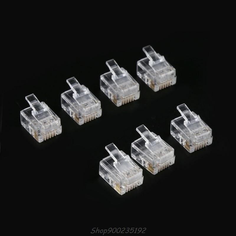 100pcs RJ12 6P6C Modular Cable Head Telephone Connectors Crystal Plugs Jy29 20