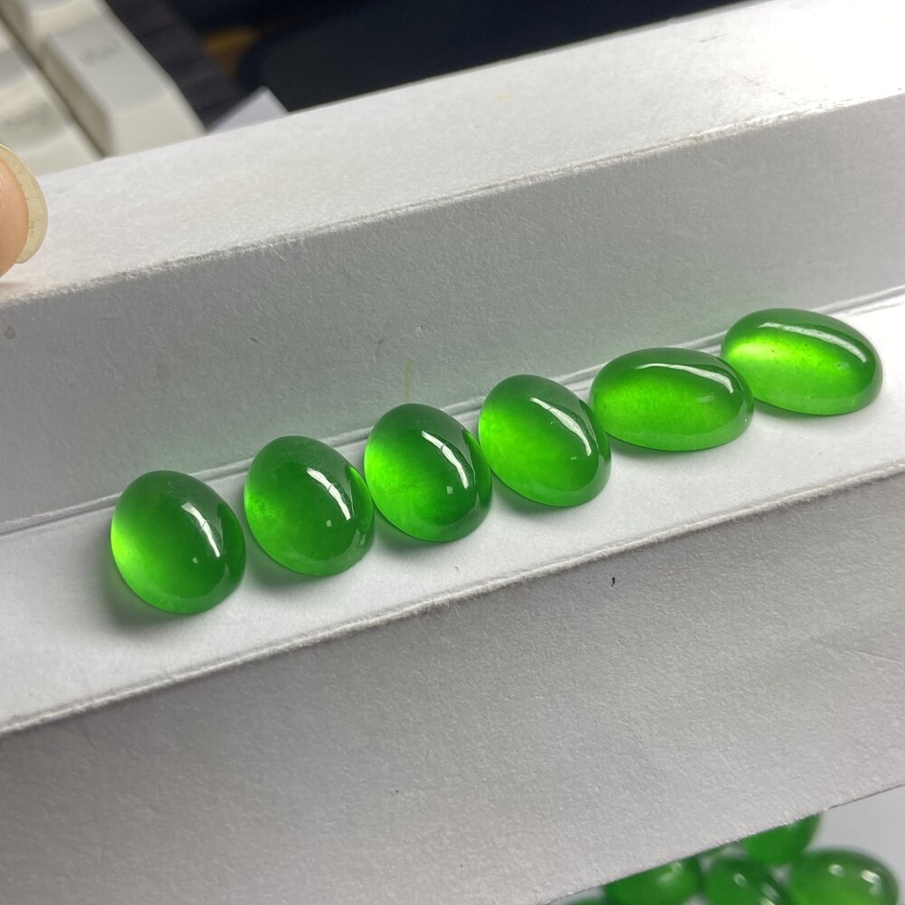 Meisidian Neue Farbe 5A Oval 10x14mm Cabochon Natürliche GrüNe Birma Jadeit Jade Stein Für Ring, Der