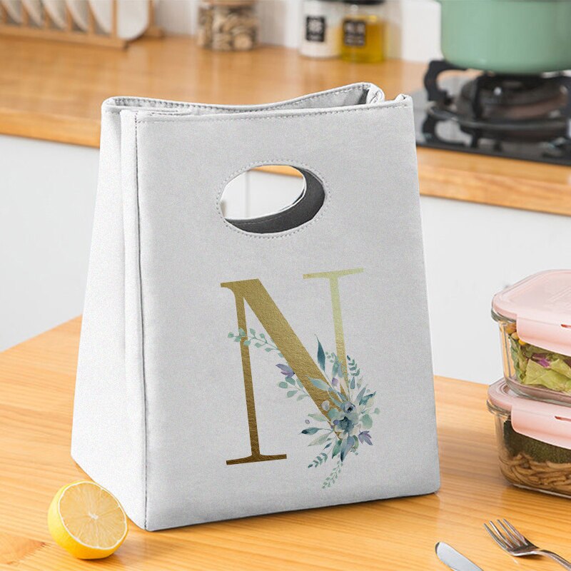 Gold Brief Unisex Isolierte Mittagessen Tasche Gedruckt Leinwand Mittagessen Box Picknick Tote Tasche Abendessen Behälter Lebensmittel Veranstalter: 9GoldgN
