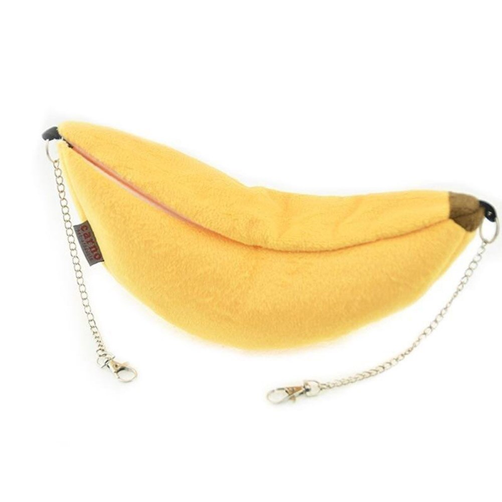 Hamster bomuld reden banan form hus hængekøje køjeseng hus legetøj bur til sukker svævefly hamster lille dyr fugl kæledyr forsyninger: Gul
