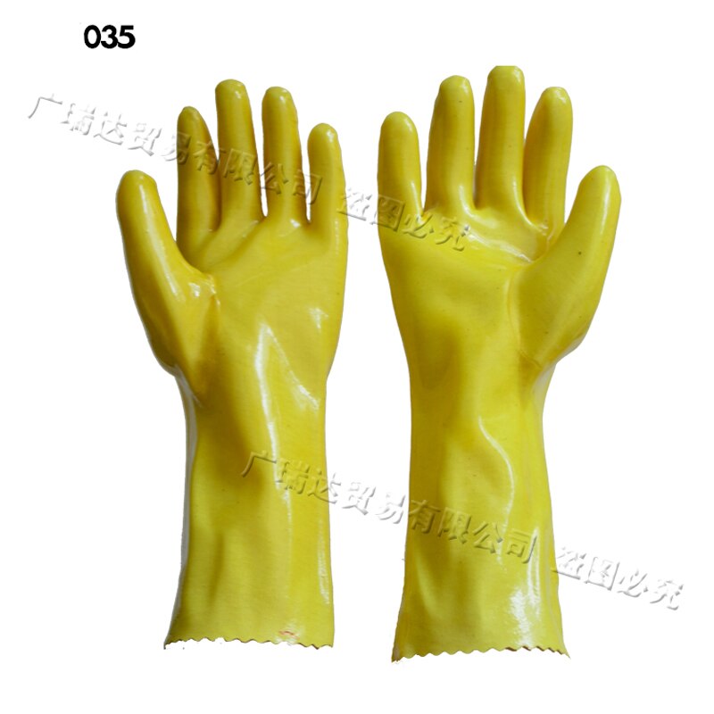 Rubberen pvc werkhandschoenen bestand tegen zuur alkali oliebestendige handschoenen industrie verlengd verdikte arbeidsbeschermende handschoenen: 35cm