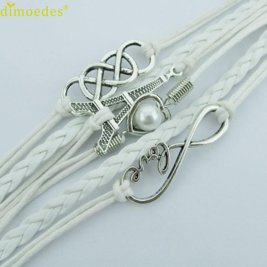 Gussy Leven Behoort Tot U Infinity Liefde Hart Eiffeltoren Vriendschap Leather Charm Armband Jan17