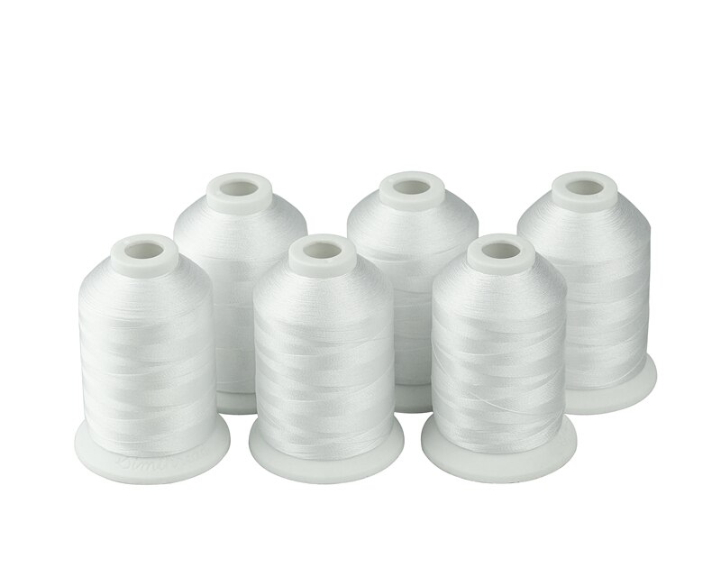 Simthread Polyester Embroidery Machine Thread Black And White Colors 1000 Meters Per Spool: 6 pieces white