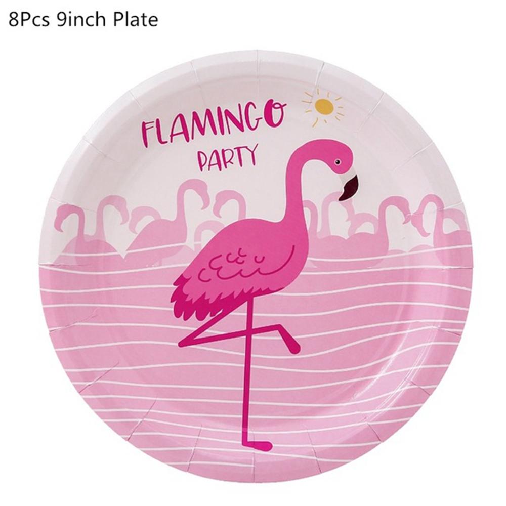 Pink Flamingo Disposable Tableware Tropical Party Summer Girl Birthday Wedding Party Supplies Flamingo Hawaii Hawaiian Party