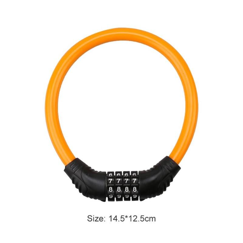 4-Digit Password Bicycle Code Lock Mountain Bike Portable Security Anti-theft Cable Lock Steel Wire Lock Bicycle Accessories: Orange