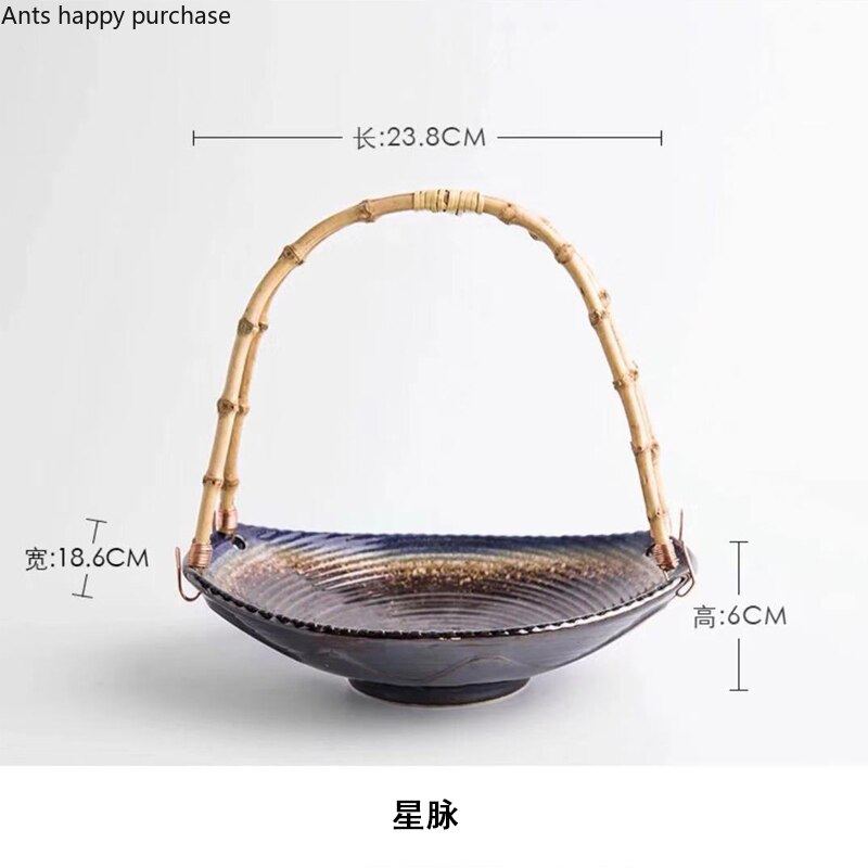 Japanese-style Hand Painted Irregular Ceramic Plate Restaurant Hotel Decorative Tableware Hanging Plate Fruit Basket Decoration