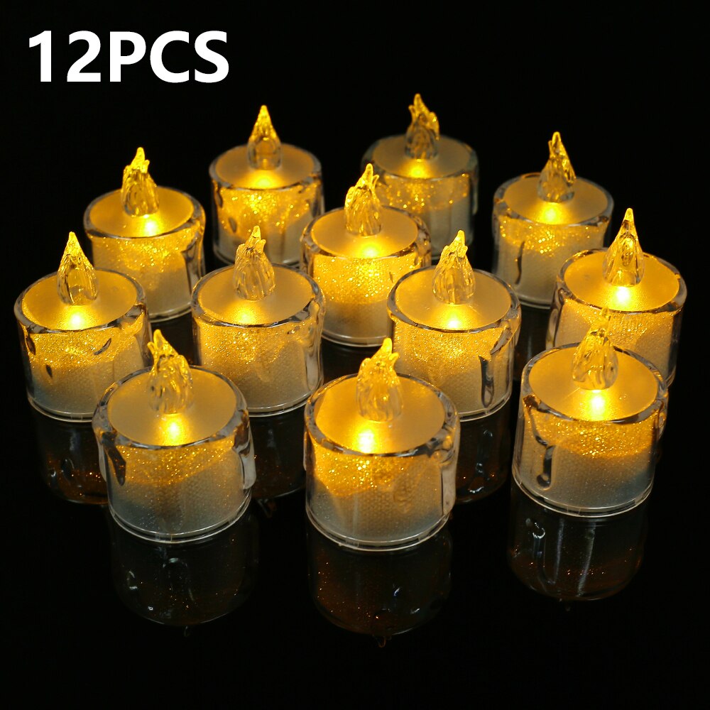 12Pcs LED Candle Lightings Electronic Battery Operated Candle Lights Flameless Flickering Candles Lamp Party Decor Candles Bulk